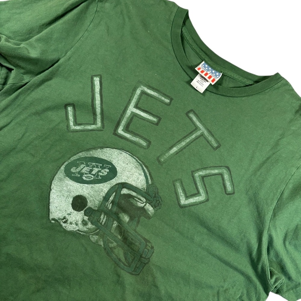 VTG Junk Food NFL New York Jets USA Made T Shirt L Green‎ Helmet Tee Streetwear